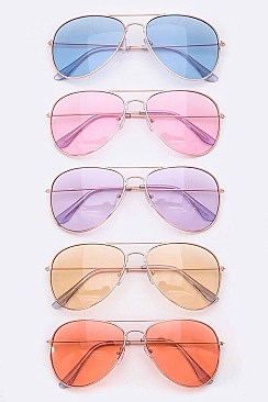 Pack of 12 Pieces Light Color Tint Iconic Aviator Sunglasses LA108-52007C1