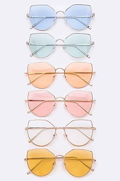 Pack of 12 Pieces Light Color Tint Iconic Cat Eye Sunglasses