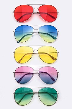 Pack of 12 Pieces Mix Tone Aviator Sunglasses Set LA108-659C