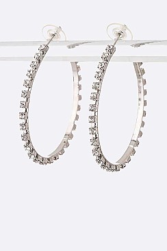 Skinny Color Rhinestone Hoop Earrings