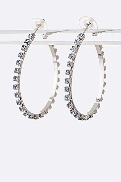 Skinny Color Rhinestone Hoop Earrings