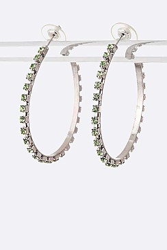 Skinny Color Rhinestone Hoop Earrings
