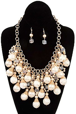 TIERED BALL BIB NECKLACE SET