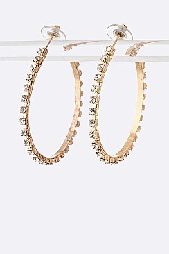 Skinny Color Rhinestone Hoop Earrings