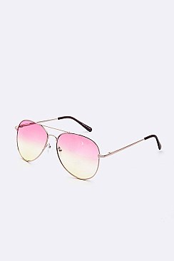 Pack of 12 Pieces 2 Tone Aviator Sunglasses Set LA108-52015MHC3