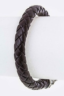 Classic Dragon Heads Braided Leather Bracelet LAEML8071