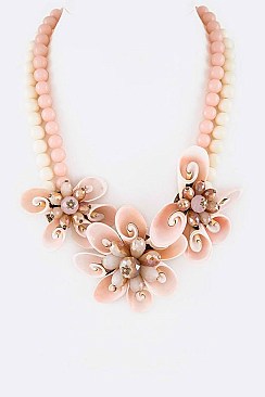 Chic Genuine Shell Flower Statement Necklace LA182118A