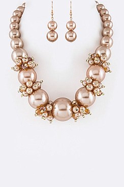 ASSORTED SIZE PEARL STATEMENT NECKLACE SET