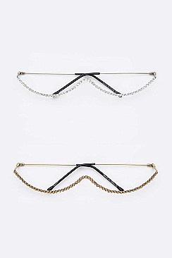 Luxury Lens-Less Décor Rhinestone Half-Frame Punk Eyewear