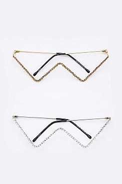 Luxury Lens-Less Décor Rhinestone Triangle Punk Eyewear