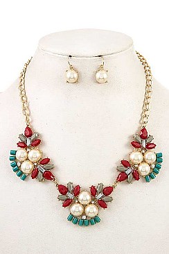 3-SETS MULTI-GEMS CHAIN NECKLACE SET
