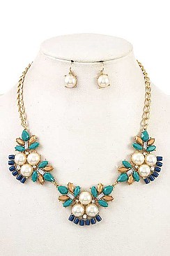 3-SETS MULTI-GEMS CHAIN NECKLACE SET
