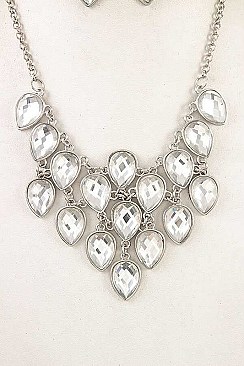 CRYSTAL TEARDROP BIB NECKLACE SET