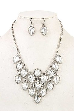 CRYSTAL TEARDROP BIB NECKLACE SET