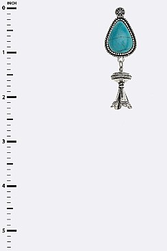 3D Squash Blossom Drop Turquoise Earrings