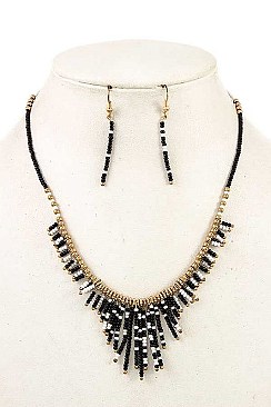 MIX TONE FRINGE BEADS NECKLACE SET