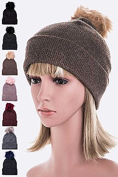 Pack of 12 (pieces) Assorted Fashionable Pompom Beanies