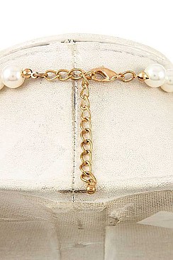 DANGLING CHARMS IN LAYERED CHAIN AND PEARLS NECKLACE SET