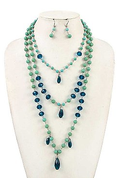 3-Layer Beads Fashion Necklace Set