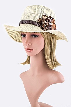 Bead & Sequins Bow Band Panama Hat LA3153MF057DD