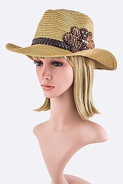 Bead & Sequins Bow Band Panama Hat LA3153MF057DD