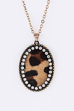 Stunning Animal Print Calf Leather Pendant Necklace Set LA-KNE0848