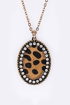 Stunning Animal Print Calf Leather Pendant Necklace Set LA-KNE0848