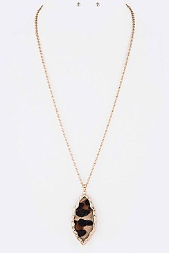 Stylish Animal Leather Print Pendant Necklace Set LA-KNE0856Z