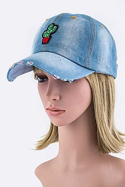 Cactus Patch Denim Cap LA-35018CATQ