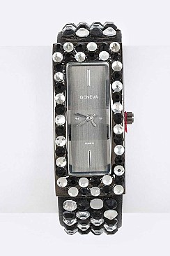 Stylish Crystal leather Bracelet Watch LA 05-1481