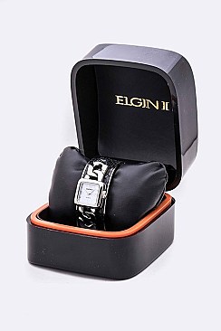 Elegant ELGIN Chunky Chain Bangle Watch Gift Set LAELL1031