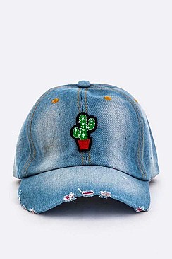 Cactus Patch Denim Cap LA-35018CATQ