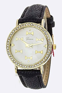 Chic Crystal Bezel Comic Bow Fashion Watch LA 05-2606