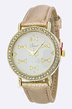 Chic Crystal Bezel Comic Bow Fashion Watch LA 05-2606