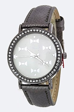 Chic Crystal Bezel Comic Bow Fashion Watch LA 05-2606