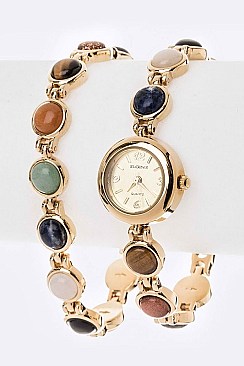 Posh Bejeweled Bracelet Watch Earrings Gift Set LAELT220ST