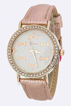 Chic Crystal Bezel Comic Bow Fashion Watch LA 05-2606