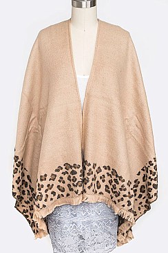Leopard Print Accent Shawl LA-PN304X003