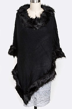 Elegant Faux Fur Poncho LA-PC099