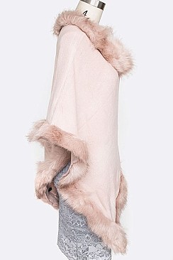 Elegant Faux Fur Poncho LA-PC099