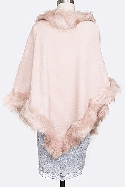 Elegant Faux Fur Poncho LA-PC099