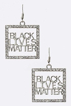 PACK OF 12 BLACK LIVES MATTER CRYSTAL DROP EARRING SET