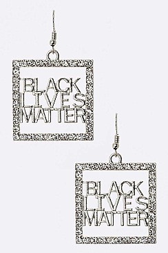 PACK OF 12 BLACK LIVES MATTER CRYSTAL DROP EARRING SET