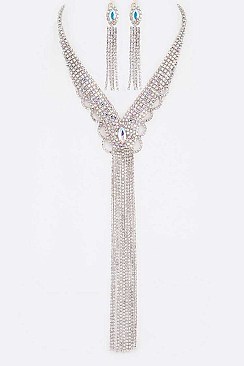 LONG TASSEL RHINESTONE NECKLACE VALUE SET