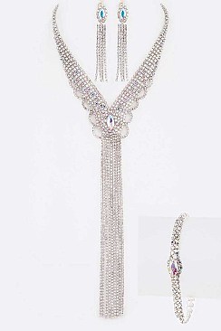 FRINGE RHINESTONE CHAIN NECKLACE VALUE SET