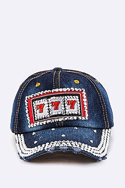 Crystal 777 Embelished Denim Cap LA-HT277X174