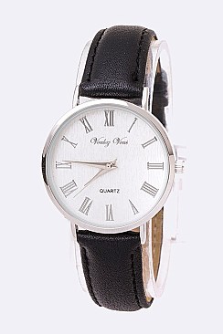 Stylish Textured Dial Leather Band Fashion Watch LA-8822