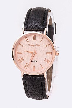 Stylish Textured Dial Leather Band Fashion Watch LA-8822