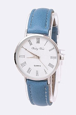 Stylish Textured Dial Leather Band Fashion Watch LA-8822