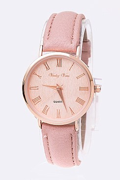 Stylish Textured Dial Leather Band Fashion Watch LA-8822